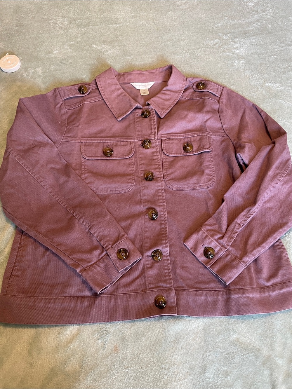 Christopher & Banks Dusty Mauve Button-Front Utility Jacket